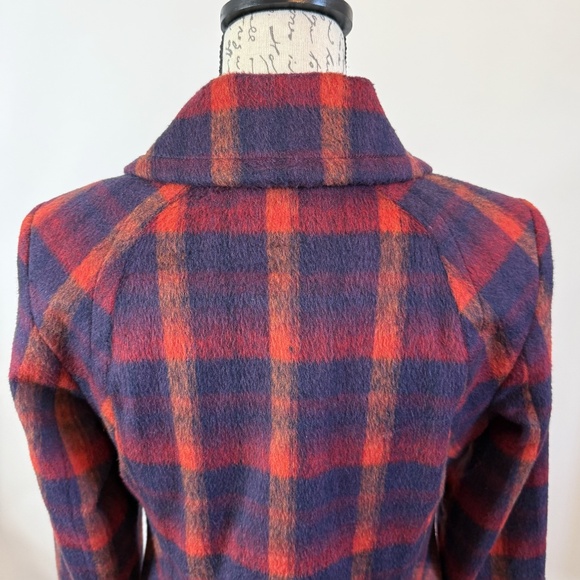 Tribal Plaid Wool Blend Pea Coat - Picture 6 of 10